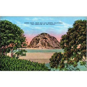 Postcard, Vintage,San Luis Obispo, Ca, Morro Rock, Bay and State Park
